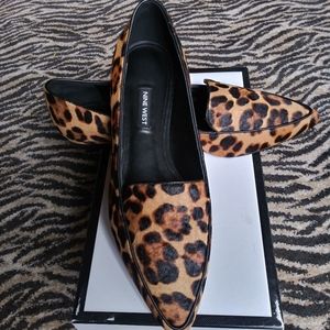 Nine West Abay hair on hide leopard flats
